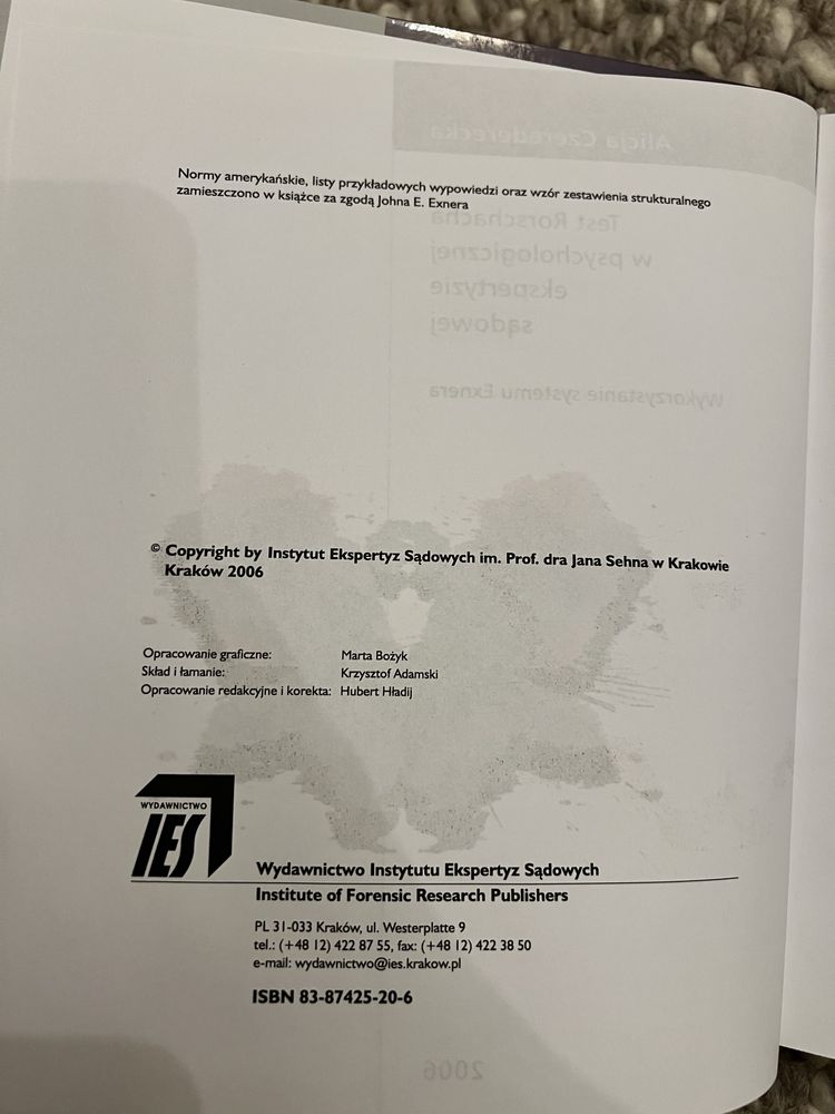 Czerederecka „Test Rorschacha w psychologicznej ekspertyzie sądowej”
