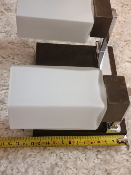 lampa kinkiet - szkło,drewo, nikiel