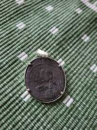 Medalion z Chrystusem ręcznie zrobiony z monety Bizantyjskiej