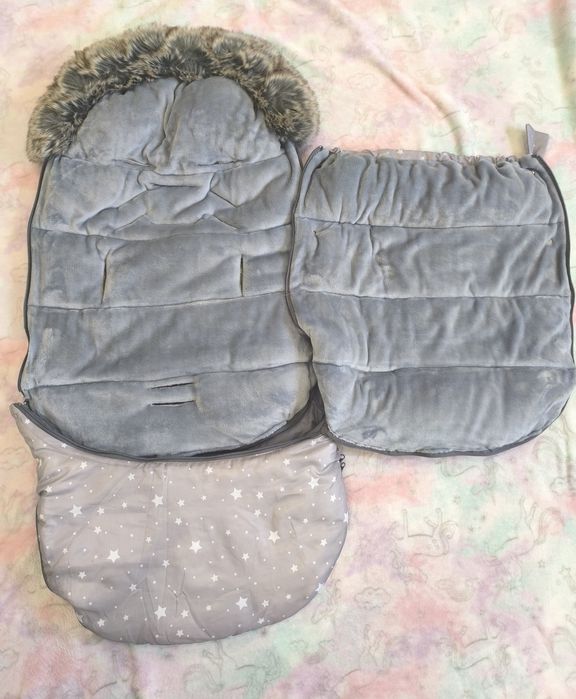 TiniMini Śpiworek z futerkiem - wózek/sanki + mufka