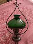 Candeeiro de tecto vintage lindíssimo, cobre e vidro verde