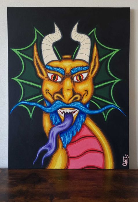 Duży Obraz akrylowy SMOK na płótnie 80x60