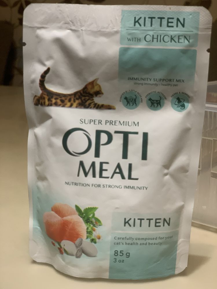 Opti meal kitten 8 шт 150 грн вологий корм для кошенят