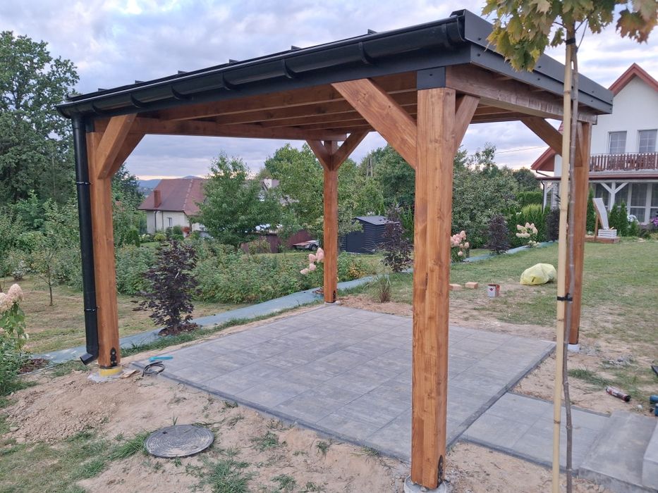 Zadzaszenie bali, tarasu wiata drewniana garaż balia jacuzzi