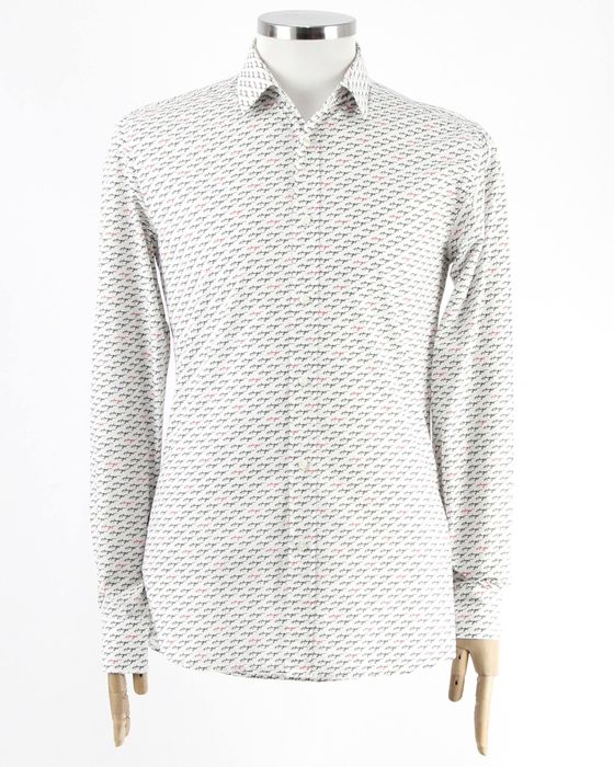 HUGO BOSS чоловіча біла сорочка в принт. Оригінал. (L)