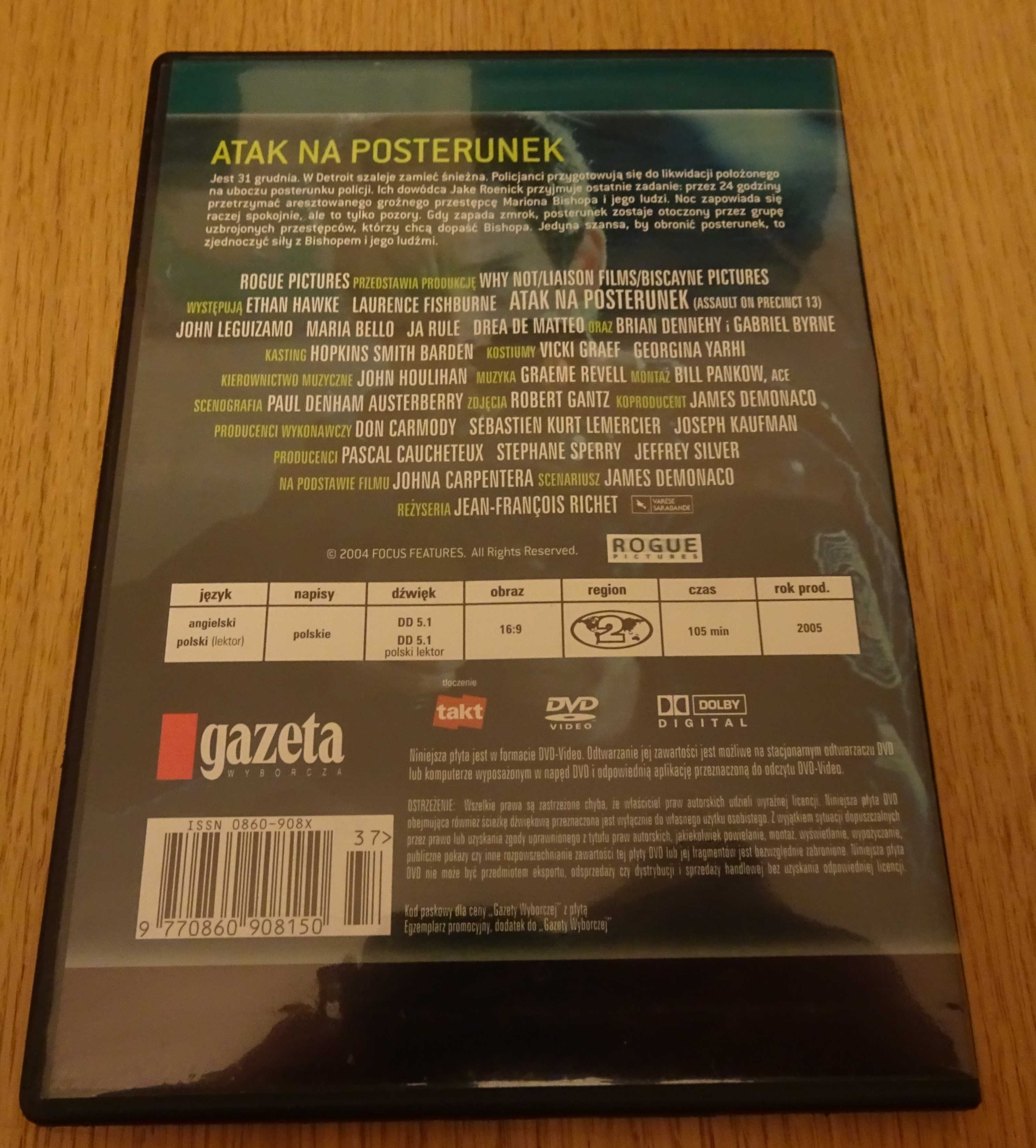 "Atak na posterunek" filmDVD, płyta DVD
