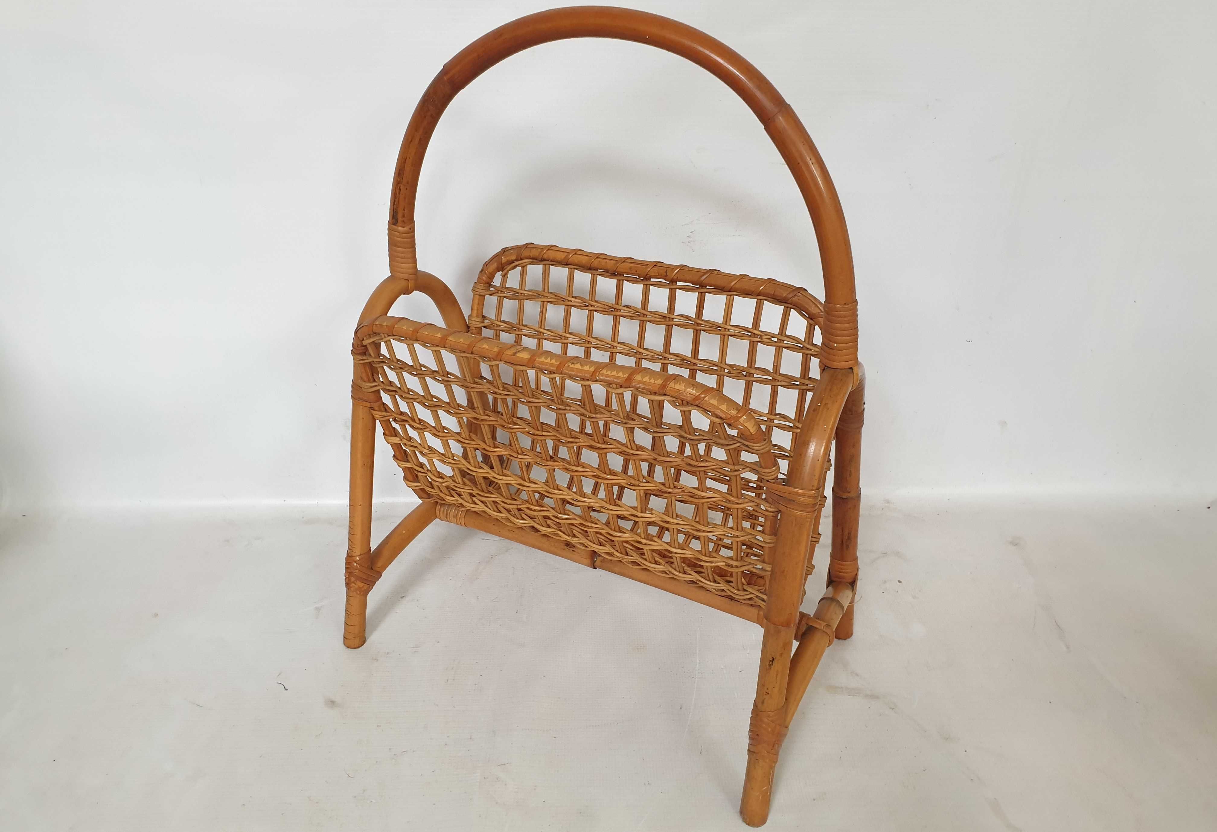 gazetnik kosz bambusowy vintage masywny