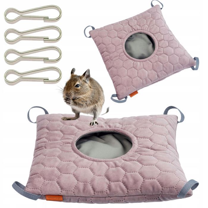 hamak z norką tunel domek gryzoń świnka koszatniczka 30×30cm różowy