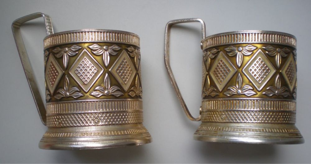 Подстаканники алюминиевые винтажные, СССР. 2 шт.