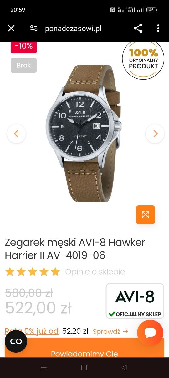 Avi-8 Hawker harrier 2 nowy zegarek
