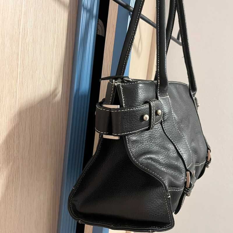 Vintage Torebka Skórzana Z Paskami Y2K Leather Bag Retro 90s