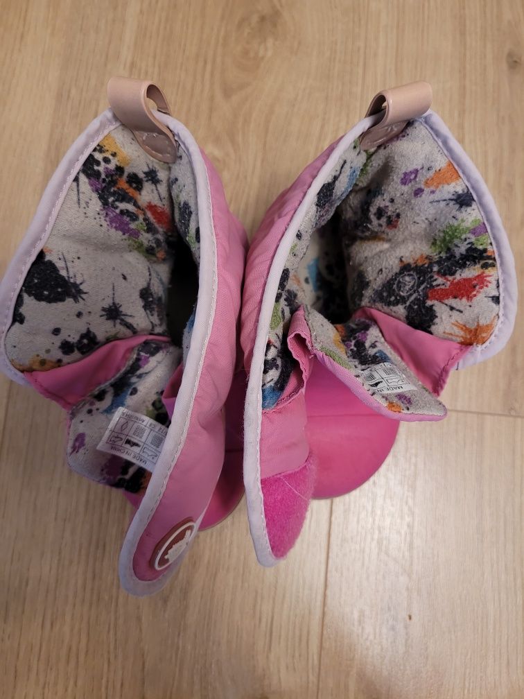 Crocs c8 zimowe śniegowce różowe buty