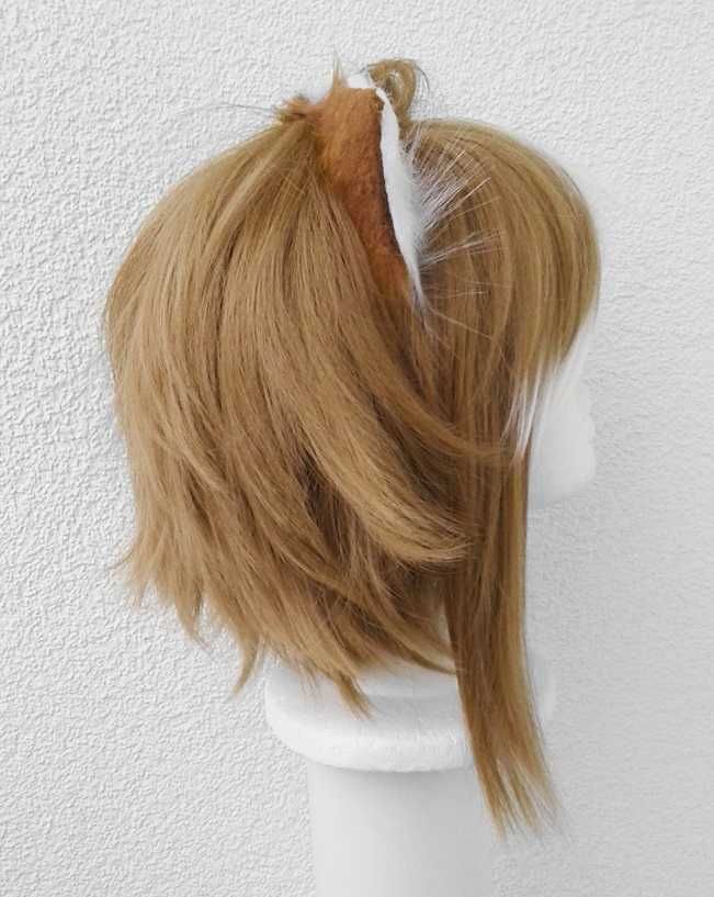 Genshin Impact Gorou z uszkami cosplay wig peruka brązowa krótka