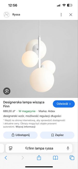 Lampa wisząca Finn Ryssa biała żyrandol mleczne kule