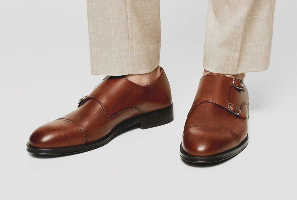 Шкіряні чоловічі туфлі дабл монки