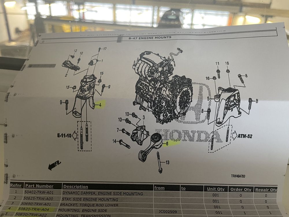 Подушка мотора  HONDA Clarity