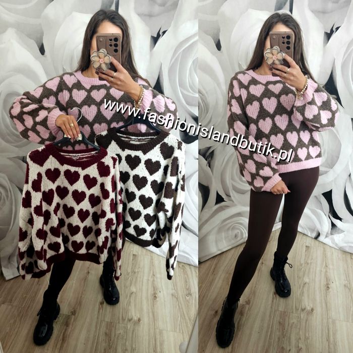 Sweter w serduszka