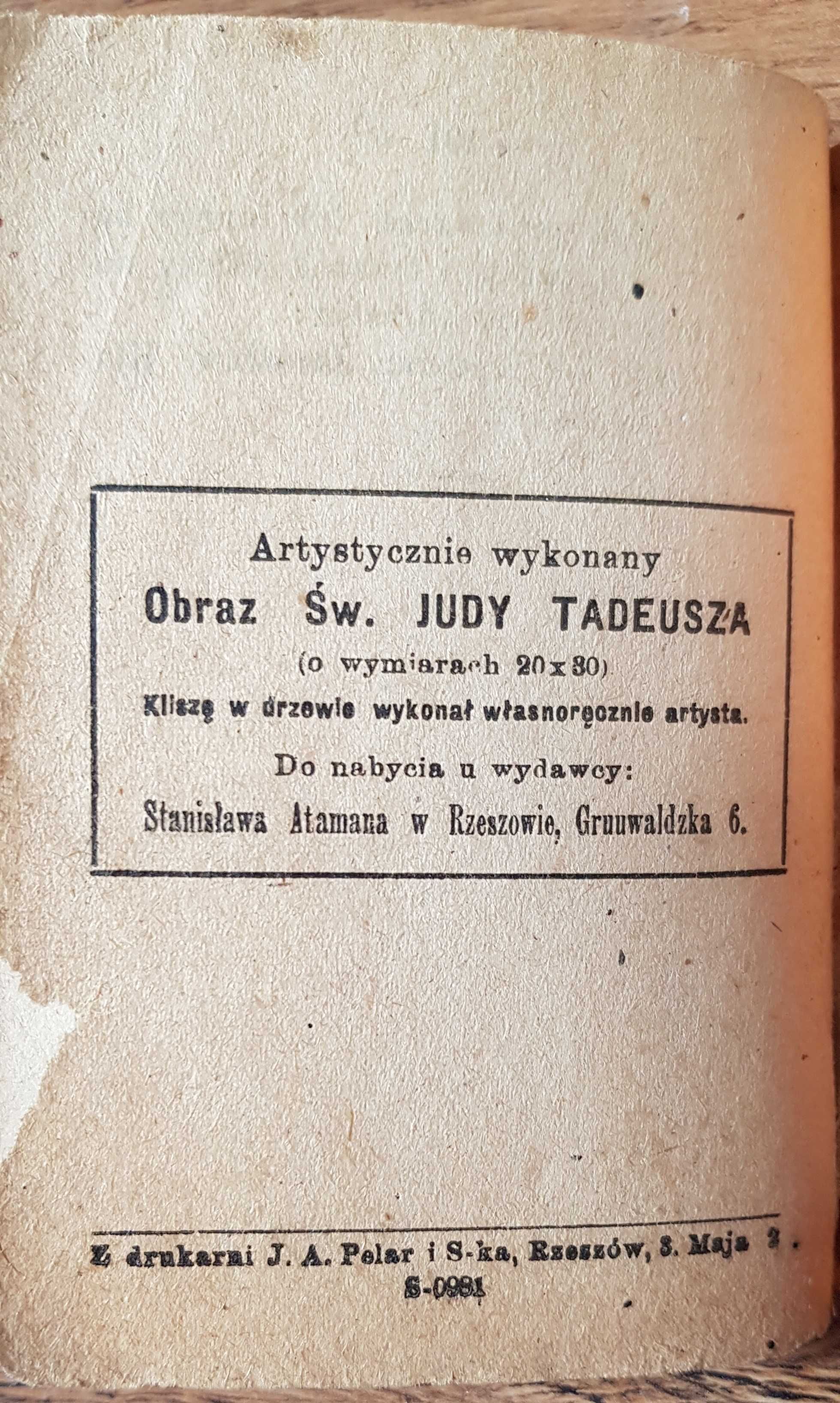 Nowenna do św. Judy Tadeusza, bardzo rzadkie wydawnictwo z lat 40.