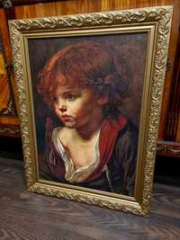 Portret "Blondwłosy chłopiec w rozpiętej koszuli" 63X83 cm obraz w zło