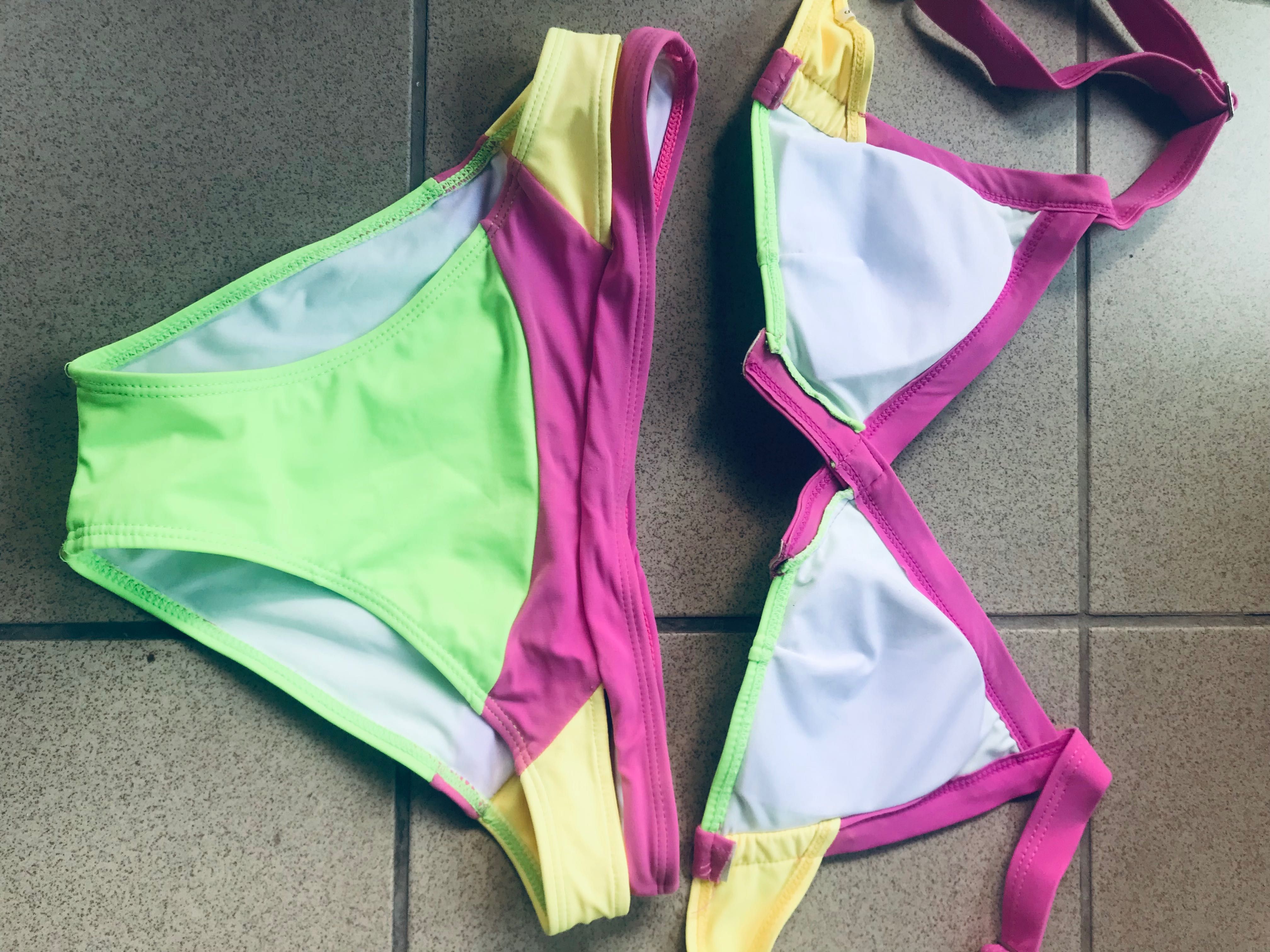 Strój kąpielowy , bikini neon S