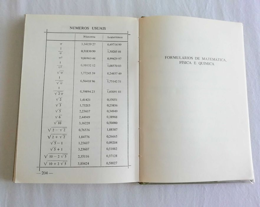 Tábuas de Logaritmos (Formulários), livro de 1973