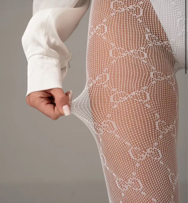 Гуччі колготи білі жіночі колготи Gucci сітка ажурні колготи гуччі