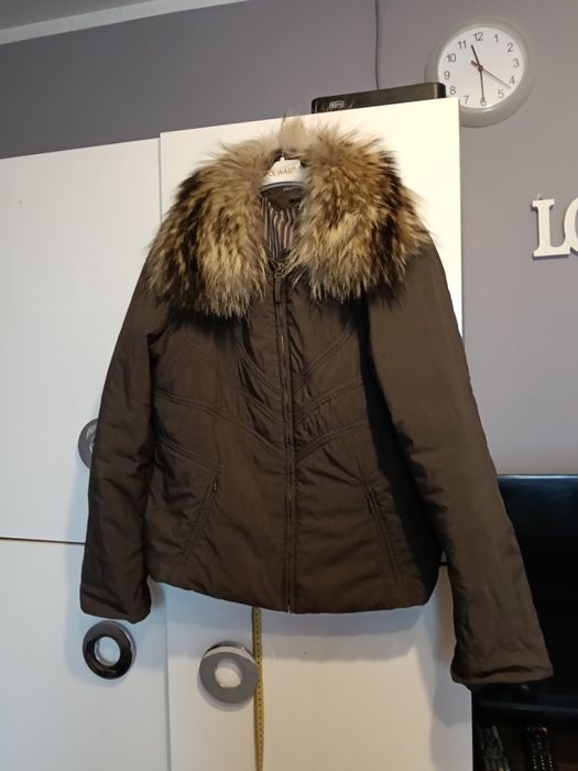 Piękna włoska kurtka puchowa jenot naturalny sml uni nową