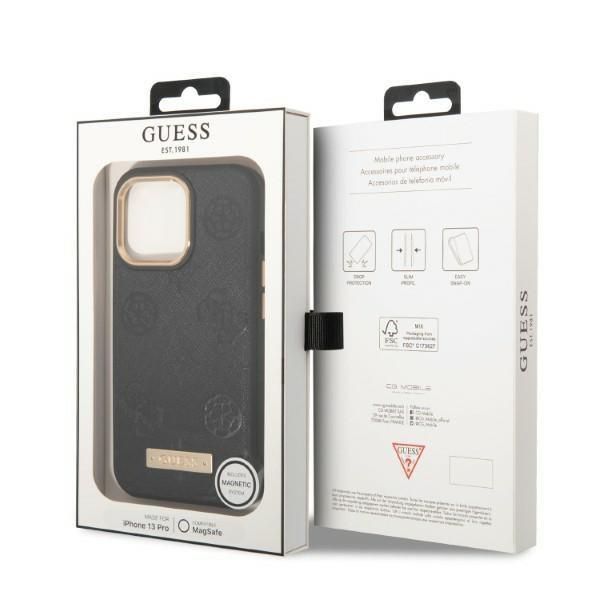 Etui Guess iPhone 13 Pro / 13 6,1" Czarny Peony Logo Plate Magsafe