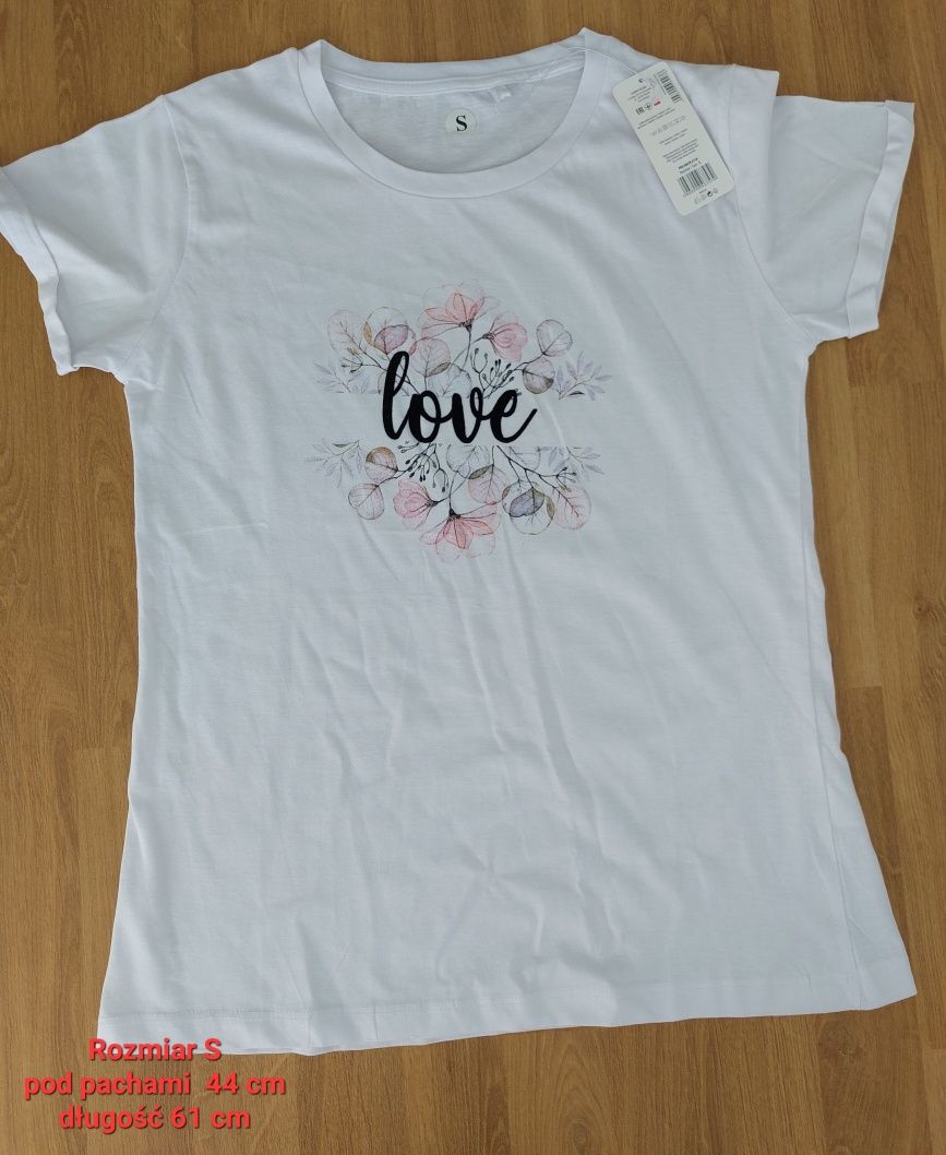 T-shirt damski/ biały- Rozmiar S