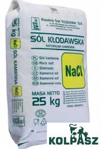 Sól kamienna paszowa kłodawska, naturalna, worek 25 kg!
