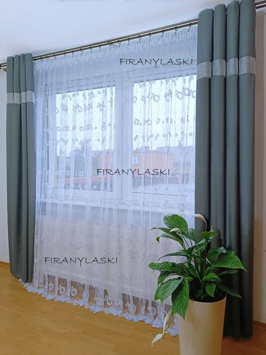 Firana 500x250 firana Gotowa markizeta wzór kwiatowy