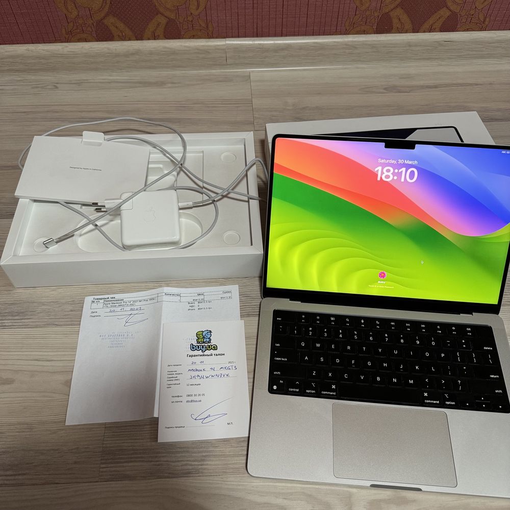 Macbook Pro 14" 2021 M1 Pro 10-Core 16Gb 1Tb Silver (MKGT3)