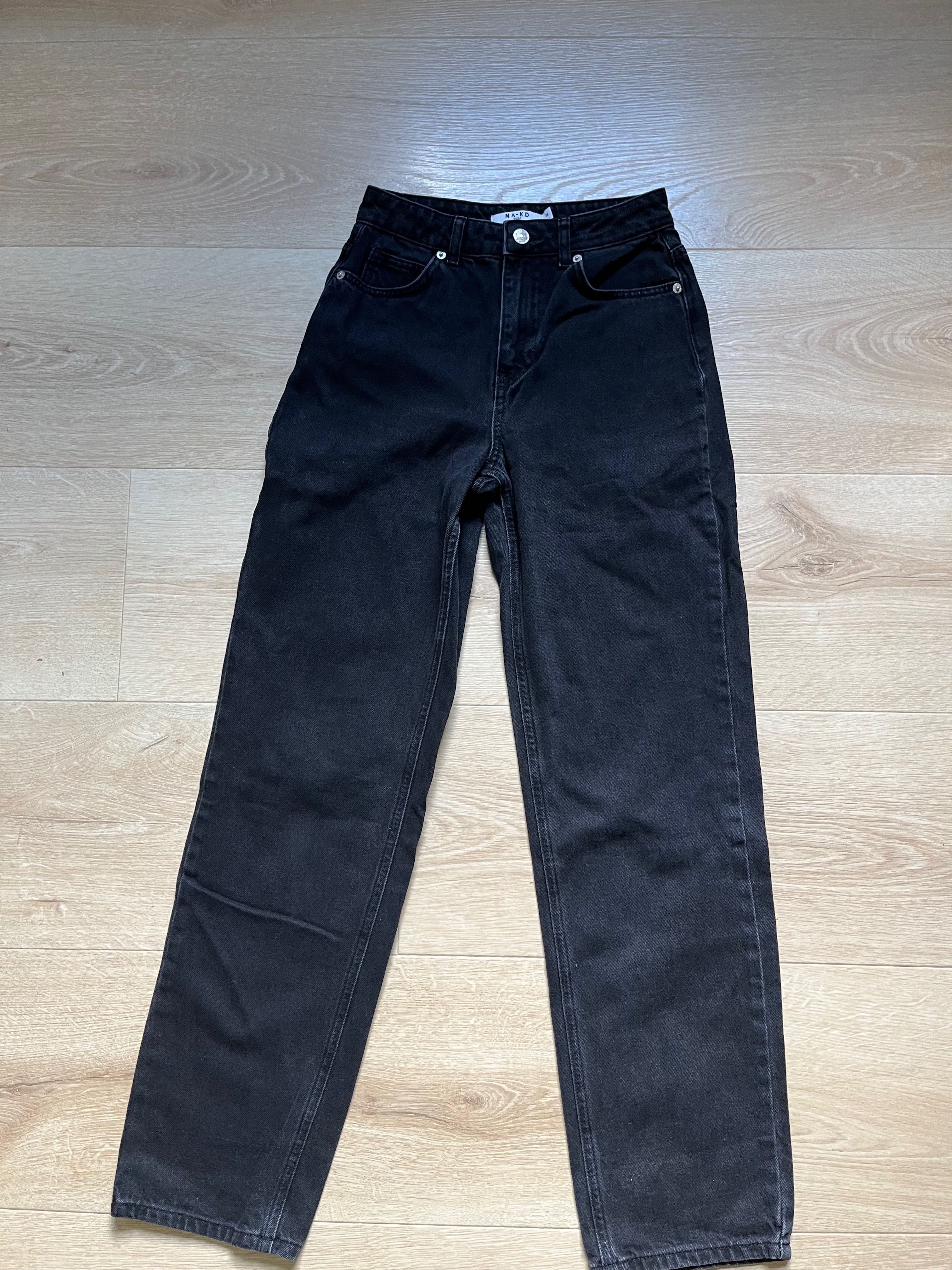 Jak nowe dżinsy denim Na-kd r. 34 XS wysoki stan proste nogawki