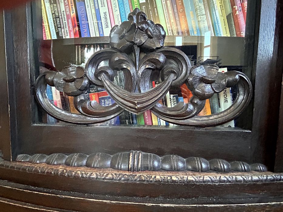 Biblioteka i biurko (zestaw) - antyki z duszą, lite drewno, rzeźbienia