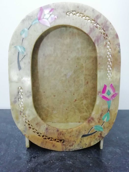 Caixa decorativa e Moldura em Pedra sabão