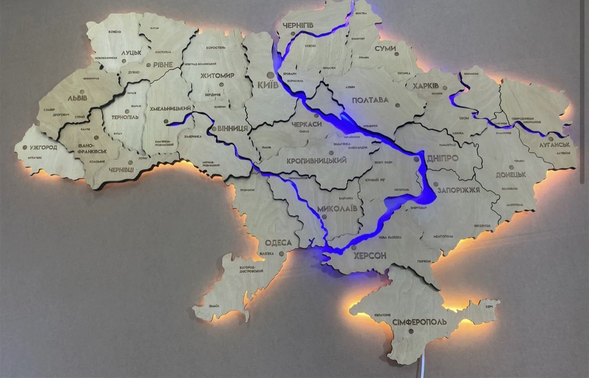 Карта України з підсвіткою річок