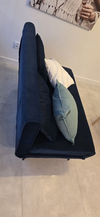 Fotel rozkładany z funkcją spania dwuosobowa kanapa sofa granatowa