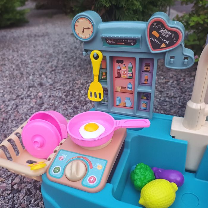 Мийка дитяча ВЕЛИКА з водою+посуд+продукти.Мийка іграшкова з водою