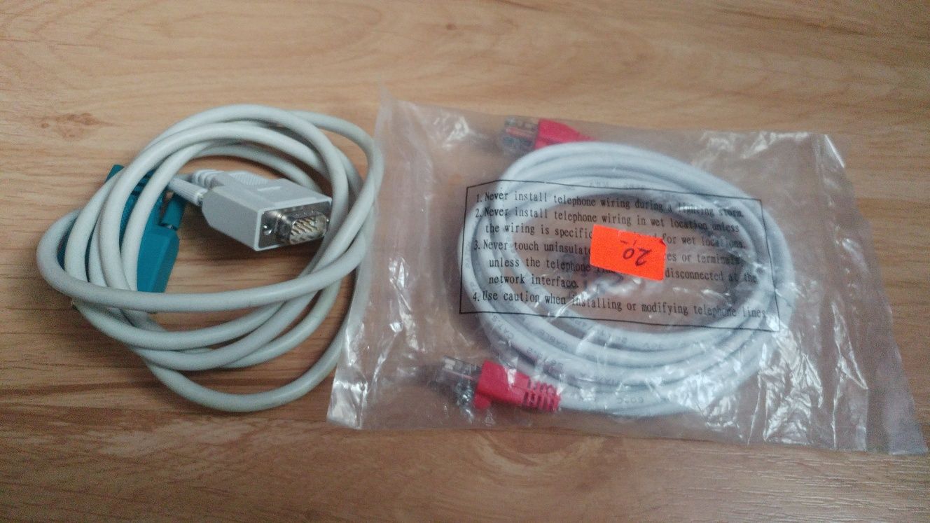 Kabel do komputera COM 1,5m i do internetu RJ45.