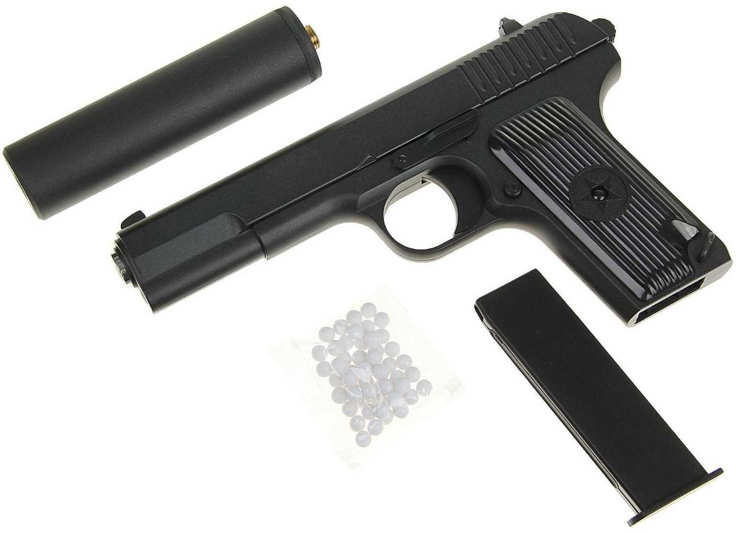 Дитячий пістолет ТТ з глушником Galaxy G33A металевий