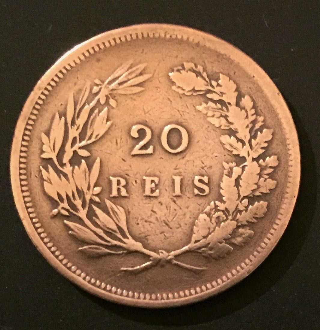 Moeda de 20 reis bronze - D. Carlos I - Portugal - 1891