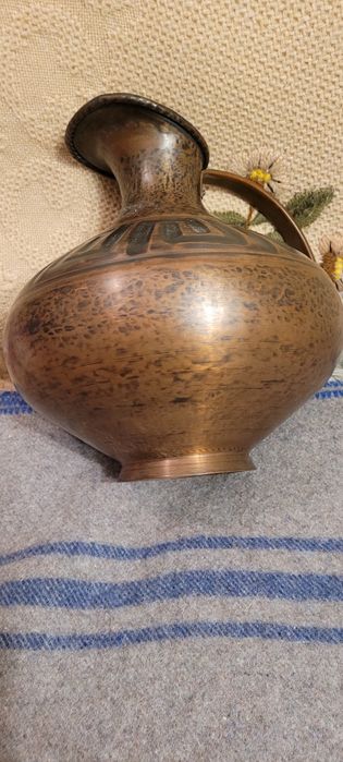 Stary miedziany dzban 30 cm. Sygnowany