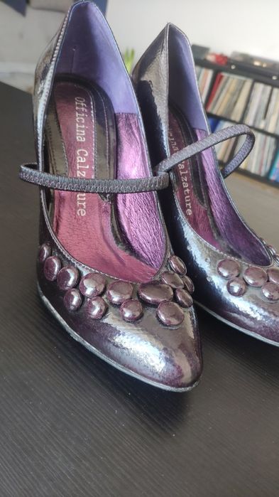 Eleganckie, fioletowe, włoskie szpilki rozmiar 36