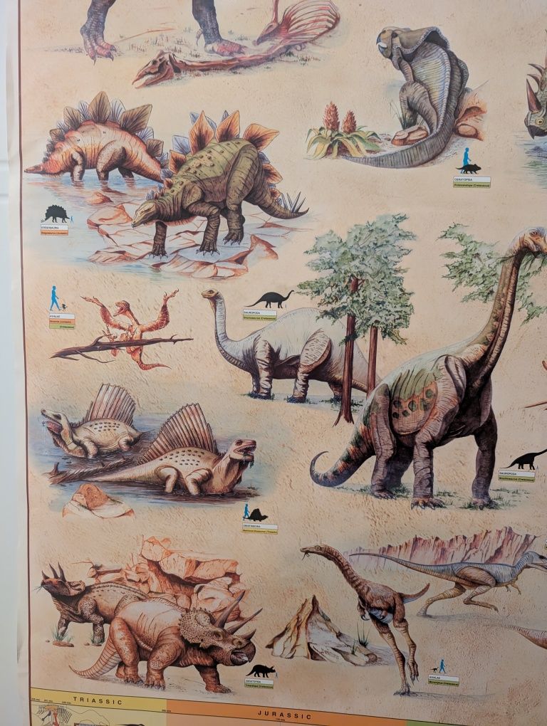 Plakat dinozaury dziecięcy do pokoju dziecięcego duży ponad A1