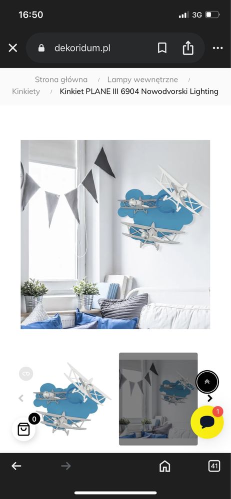 Lampa samoloty dompokoju dziecięcego