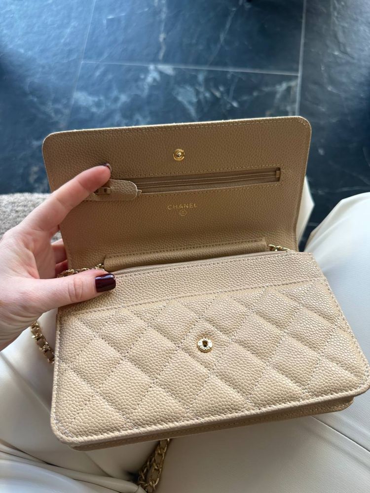 Сумка Chanel woc шкіра ікра повна комплектація бежева