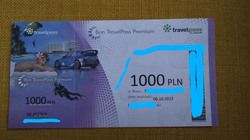 Bon TravelPass Premium 1000 zł bon turystyczny voucher