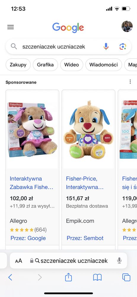 Szczeniaczek uczniaczek dziewczynka fisher price rozowy