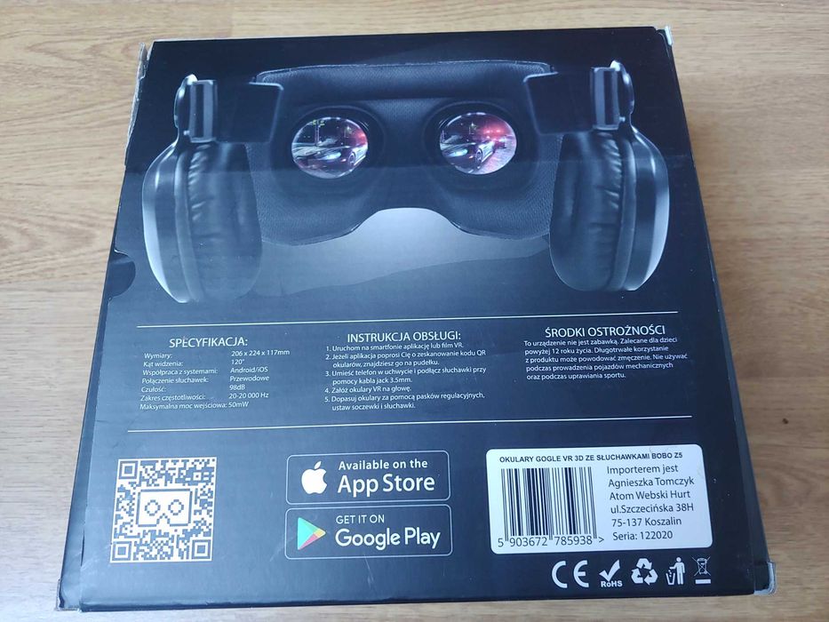 Gogle Okulary Wirtualne VR 360 +Słuchawki Gamepad