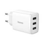 Baseus Compact ładowarka sieciowa 3x Usb 17w biały (ccxj)